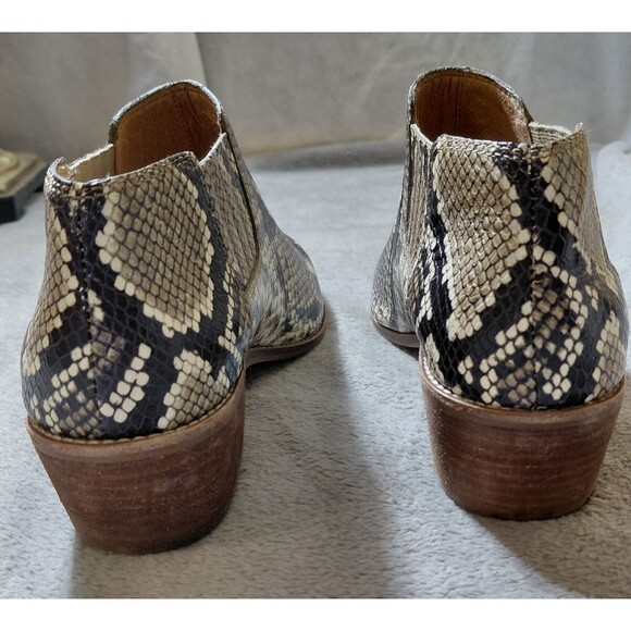 Madewell Womens Chelsea Ankle Boots Size 8.5 Brown Snake Embossed Leather Low - Picture 6 of 13